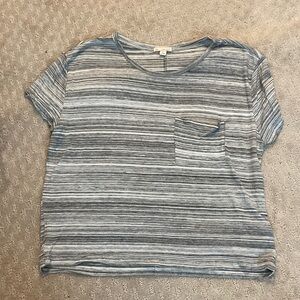 GAP Heathered Gray and White Striped Tee
